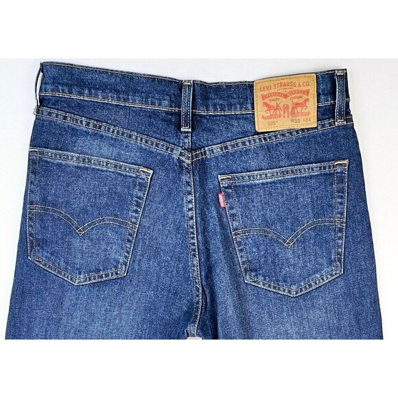 Levi's Size 32X34 Men 505 Regular Stretch Straight Leg Blue Denim Logo Jeans NWT - Picture 9 of 14